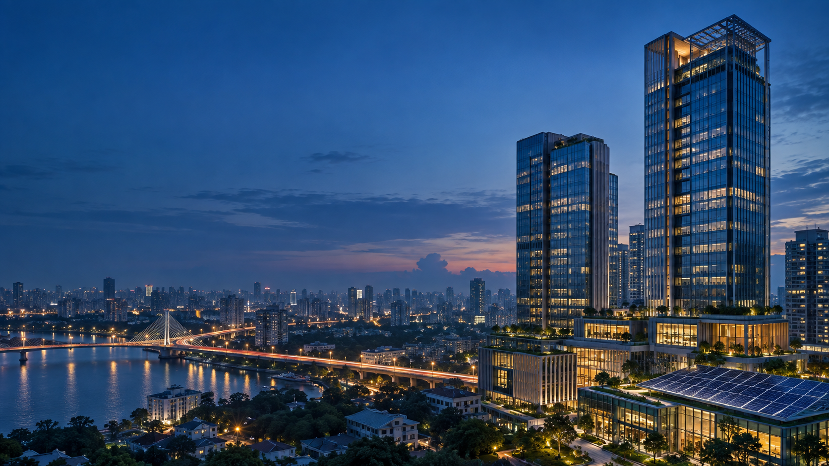 Modern engineering infrastructure skyline