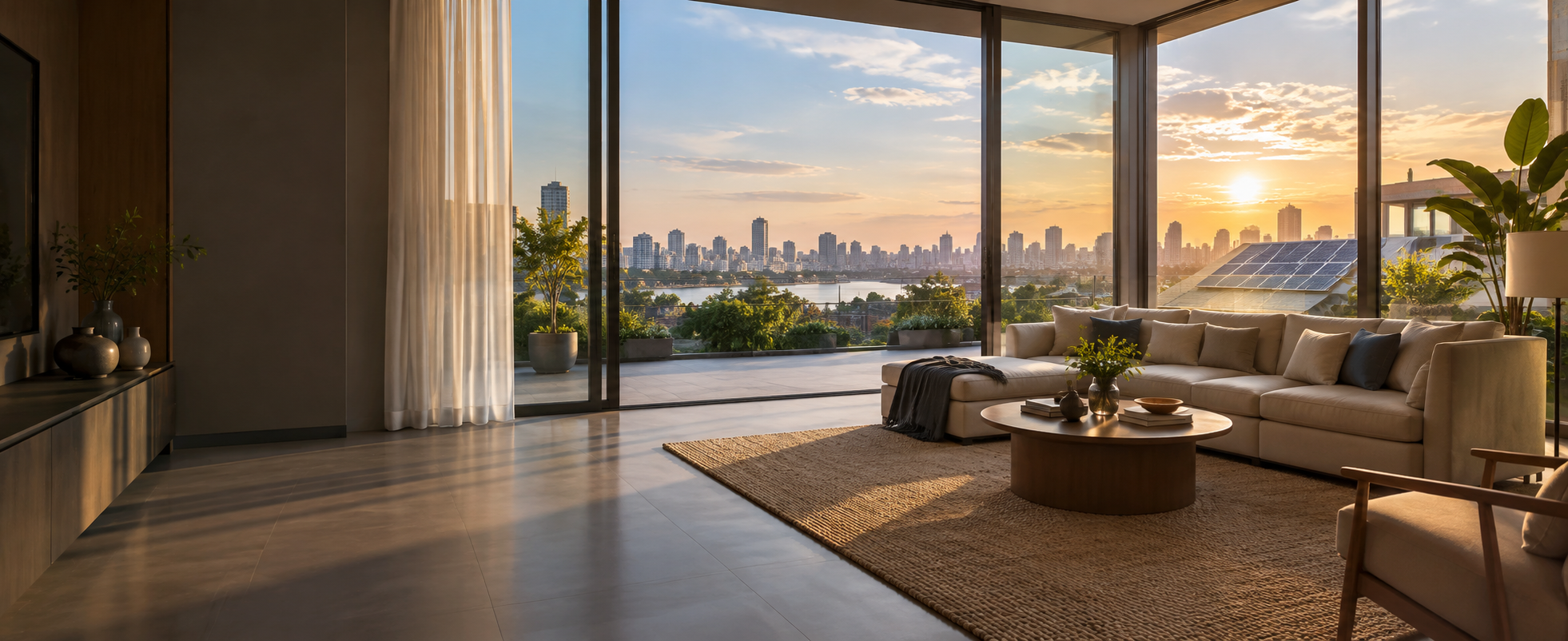 Solar-powered modern property